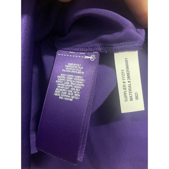 Ralph Lauren Collection Purple Label Silk Satin Blouse Plunge Shawl Collar XS S - Picture 6 of 6
